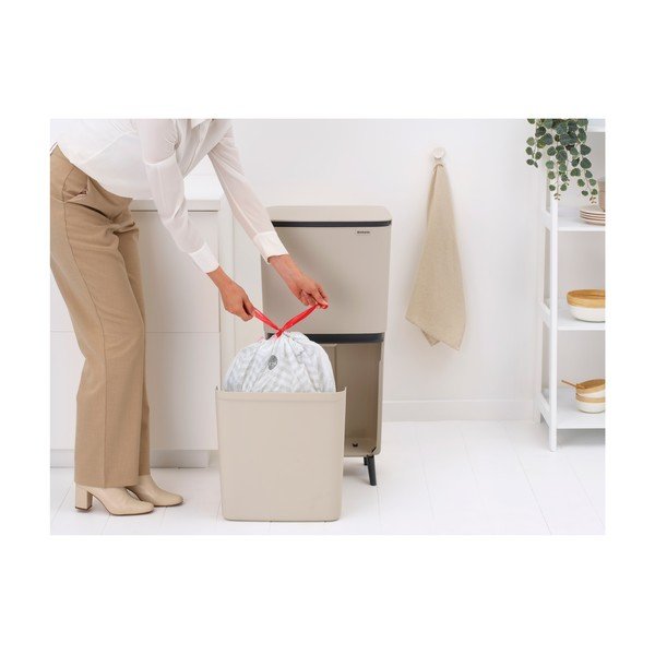 Gaiši pelēka atkritumu šķirošanas plastmasas atkritumu tvertne 20+25 l SortUp Recycle Hi – Brabantia-image-3
