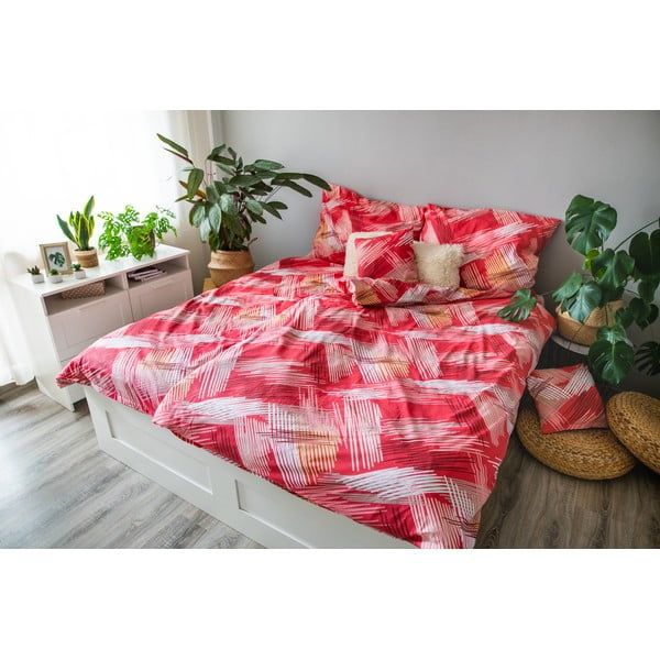 Sarkana kokvilnas gultas veļa vienvietīgai gultai 140x200 cm LP Dita Red – Cotton House