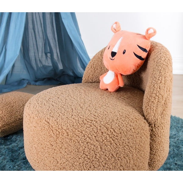 Brūns bērnu atpūtas krēsls no buklē auduma Moouv – Artie-image-3