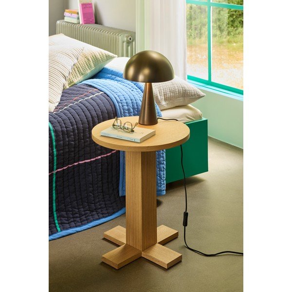 Apaļš sānu galdiņš ar ozolkoka imitāciju ø 45 cm Koohi – Hübsch-image-1