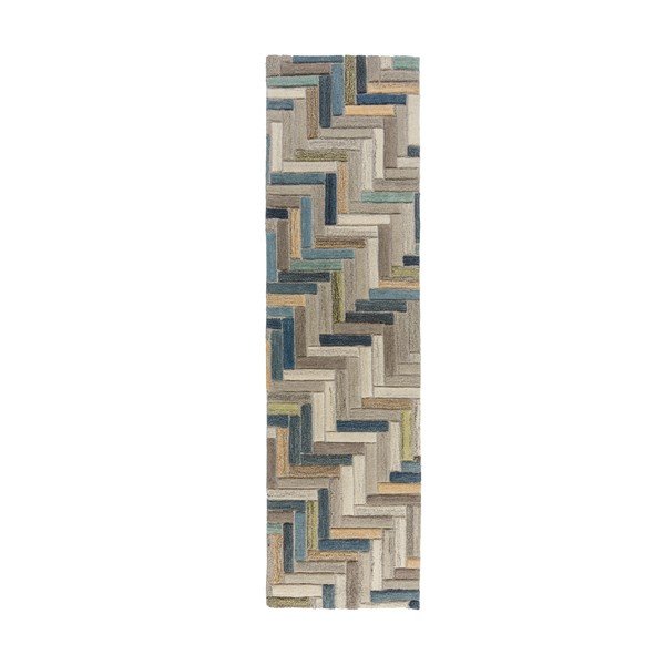 Pelēki zils vilnas paklājs Flair Rugs Russo, 60 x 230 cm