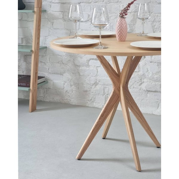 Apaļš izvelkams ēdamgalds ar oškoka imitācijas galda virsmu 45x90 cm Jubi – Ragaba-image-3