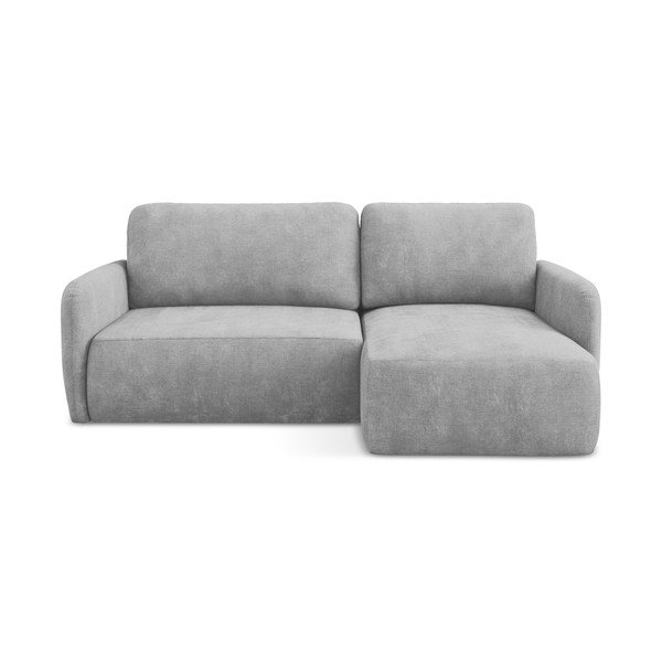 Gaiši pelēks salokāms stūra dīvāns no šenila auduma ar uzglabāšanas vietu (ar labo stūri/ar zvilni) Lilo – Makamii