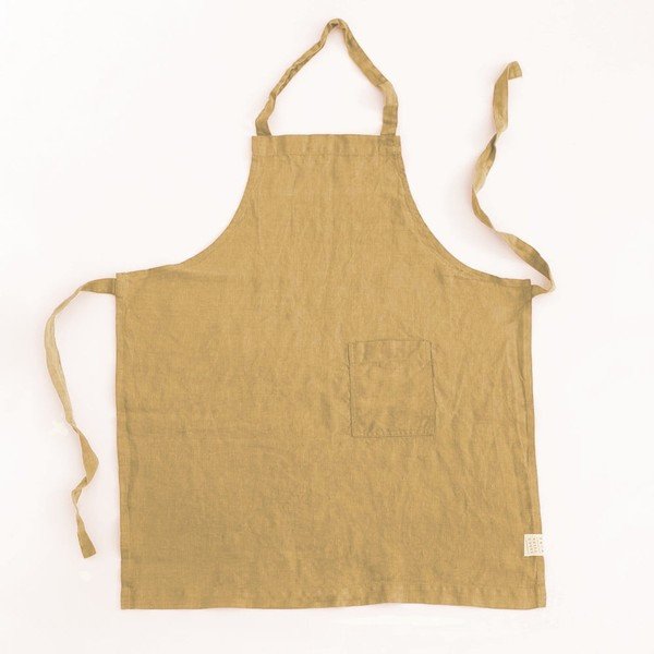 Tumši dzeltens lina priekšauts bērniem Linen Tales Regular, 57 x 47 cm