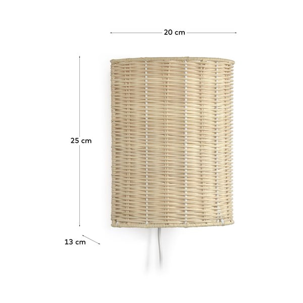Dabīga toņa rotangpalmas sienas lampa Kimjit – Kave Home-image-4