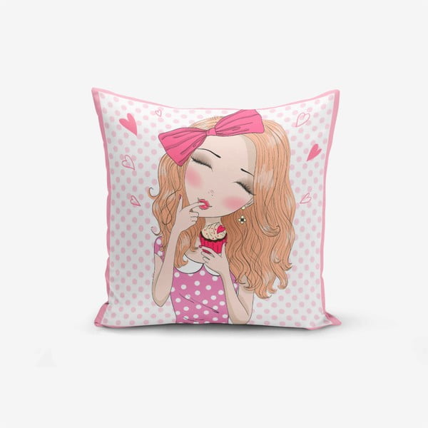 Spilvendrāna Minimalist Cushion Covers Girl With Cupcake, 45 x 45 cm