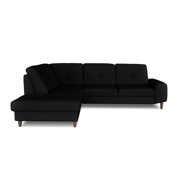 Melna stūra dīvāns-guļamā gulta Windsor & Co. Dīvāni Beta, kreisais stūris