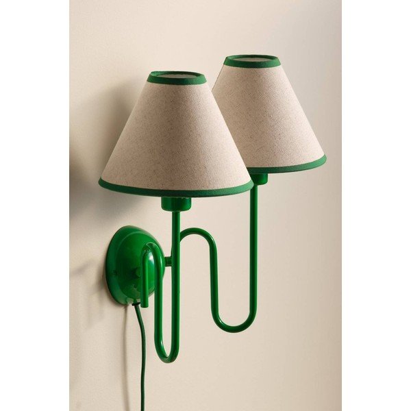 Zaļa/bēša lina sienas lampa ar vadu Juliet – Jotex-image-2