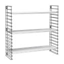 Melns 3 līmeņu plaukts ar baltiem plauktiem Metaltex Libro, garums 70 cm