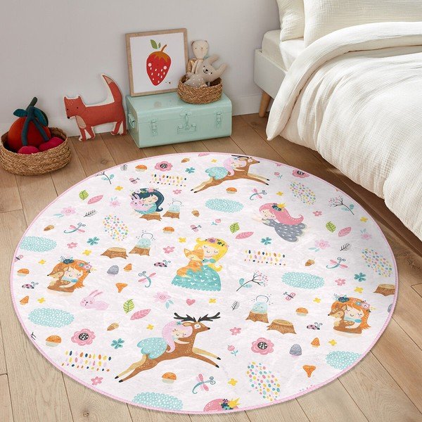 Gaiši rozā bērnu paklājs ø 100 cm Comfort – Mila Home-image-3