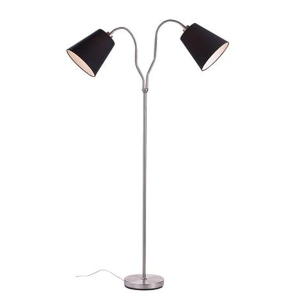 Brīvi stāvoša lampa sudraba krāsā ar melniem abažūriem Markslöjd Modena