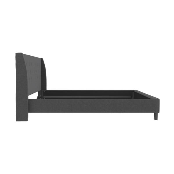 Tumši pelēka polsterēta divvietīga gulta 180x200 cm Her Majesty – Støraa-image-4