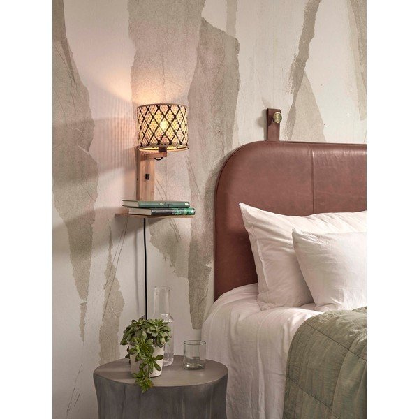 Melna/dabīga toņa sienas lampa ø 18 cm Java – Good&Mojo-image-1