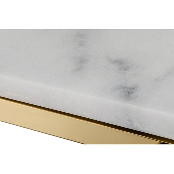 Balts marmora konsoles galds ar zeltītu pamatni RGE Marble, garums 100 cm-image-1