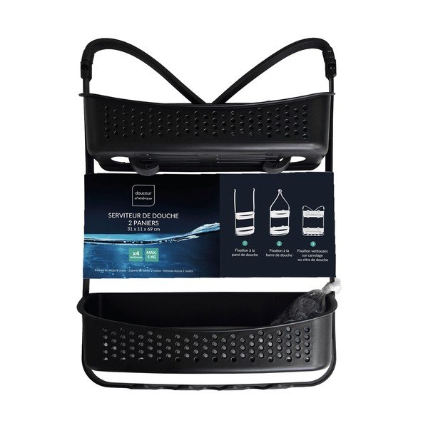 Matēti melns plastmasas piekarināms vannas istabas plaukts Vesper – douceur d'intérieur-image-4