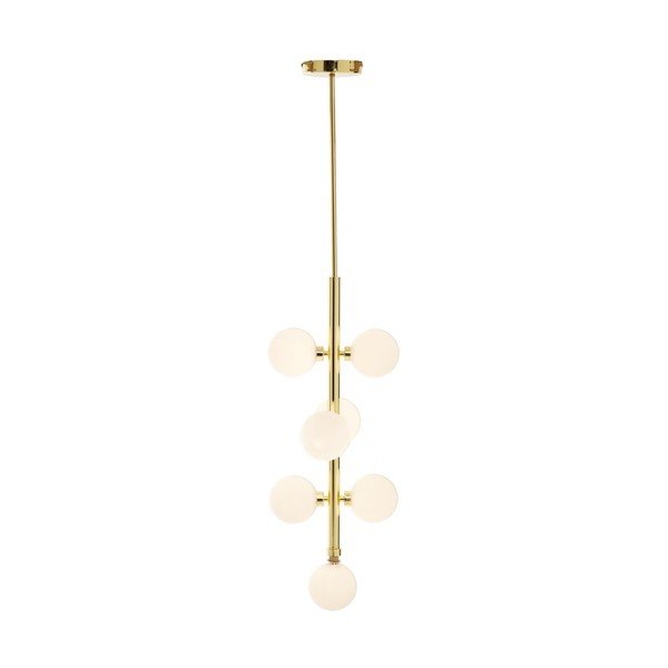 Balta/zelta krāsas metāla piekaramā lampa ar stikla abažūru ø 27 cm Trieste – Premier Housewares
