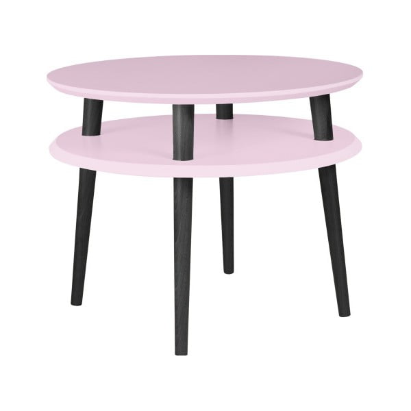 Gaiši rozā kafijas galdiņš ar melnām kājām Ragaba UFO, Ø 57 cm