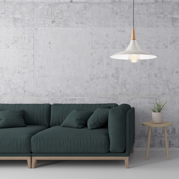 Balta piekaramā lampa ar metāla abažūru ø 30 cm Ufo – LAMKUR-image-2