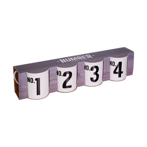 4 kaula krāsas porcelāna krūžu komplekts Premier Housewares Numbers, 342 ml-image-1