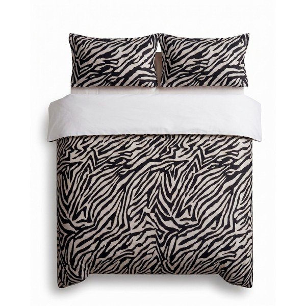 Melna divguļamā gultas veļa 200x200 cm Zebra – Mijolnir