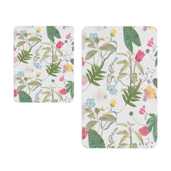 Balti/zaļi vannas istabas paklājiņi (2 gab.) – Oyo Concept