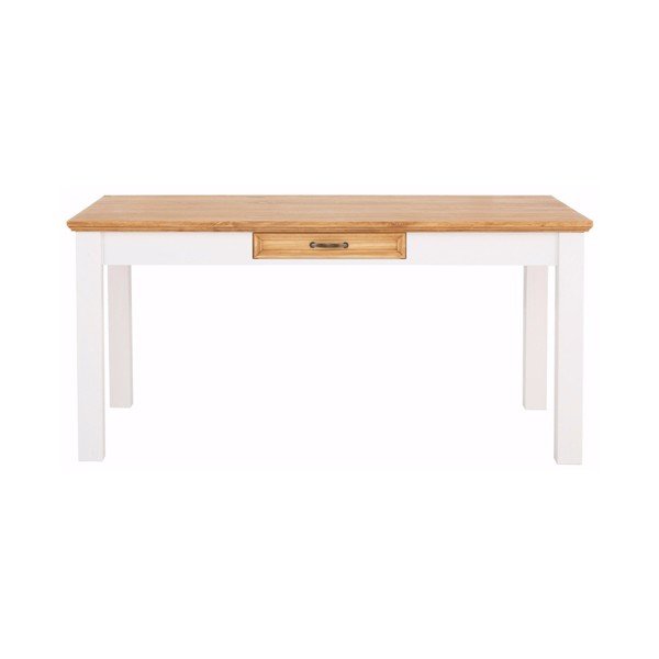 Balts priedes masīvkoka pusdienu galds ar atvilktni Støraa Suzie-image-1