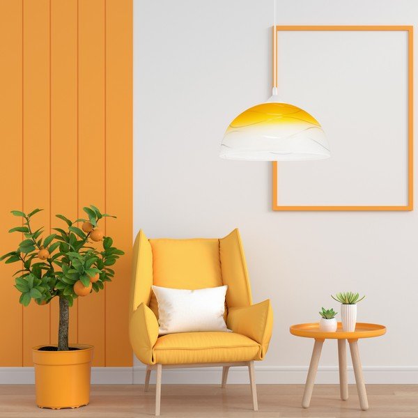 Dzeltena piekaramā lampa ar stikla abažūru ø 30 cm Sfera – LAMKUR-image-1