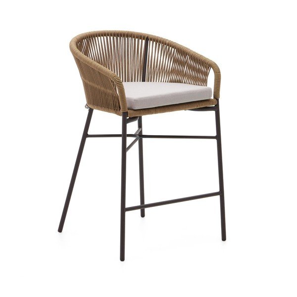 Bēšs metāla/polsterēts dārza bāra krēsls Yanet – Kave Home
