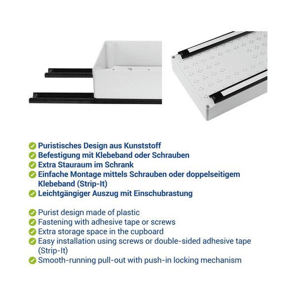 Balts plastmasas pielāgojams papildu virtuves plaukts 17x38,5 cm Simon – Wenko-image-2