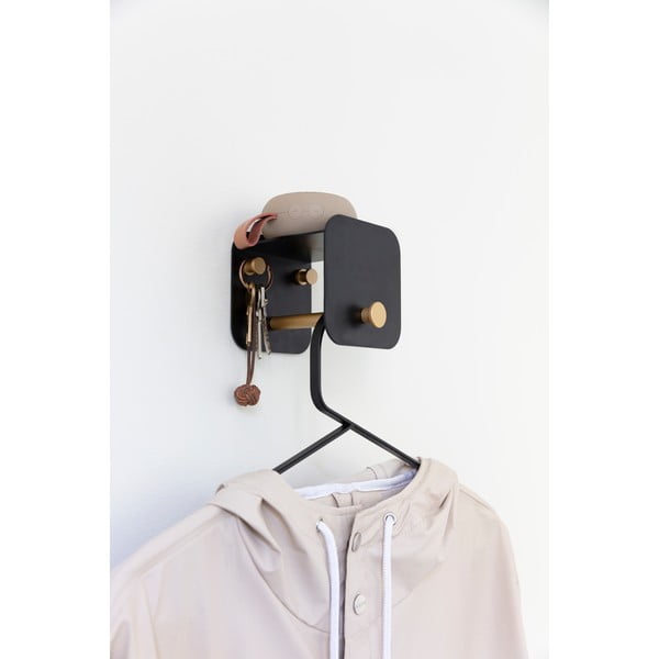 Melns metāla sienas pakaramais ar plauktu Hang in There – UMAGE-image-1