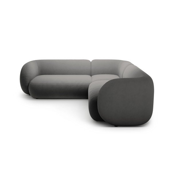 Tumši pelēks samta stūra dīvāns Kate – Micadoni -image-1