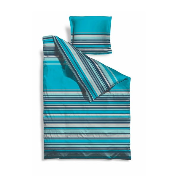Pagarinātā gultasveļa Turquoise Stripes, 140x220 cm
