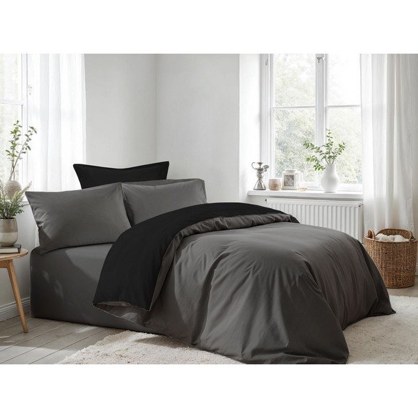 Antracīta pelēka vienguļamā gultas veļa 200x140 cm – Mijolnir
