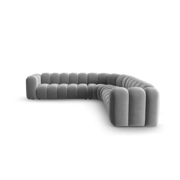Gaiši pelēks samta modulārais stūra dīvāns Lupine – Micadoni -image-2