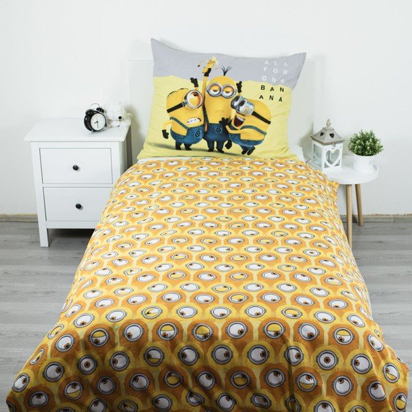 Dzeltena/pelēka vienguļamā kokvilnas bērnu gultas veļa 140x200 cm Mimoni All for One – Jerry Fabrics-image-2
