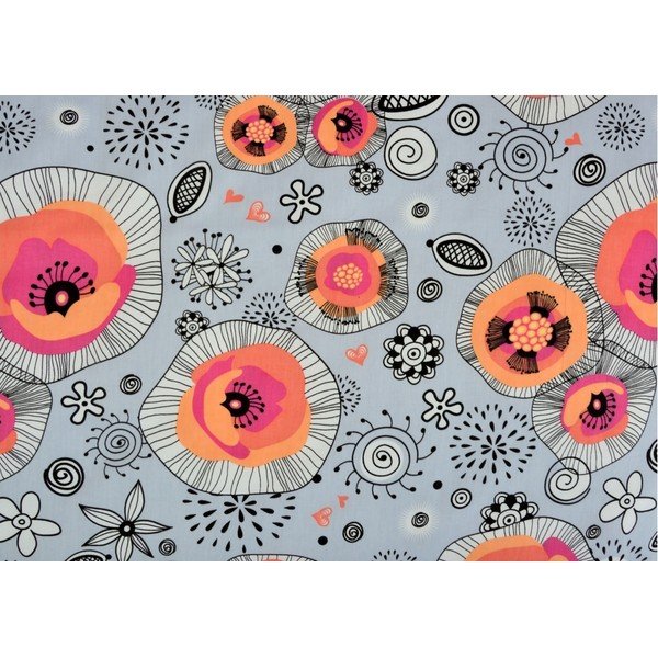 Oranža/pelēka kokvilnas satīna gultas veļa vienvietīgai gultai 140x200 cm Poppy -image-1