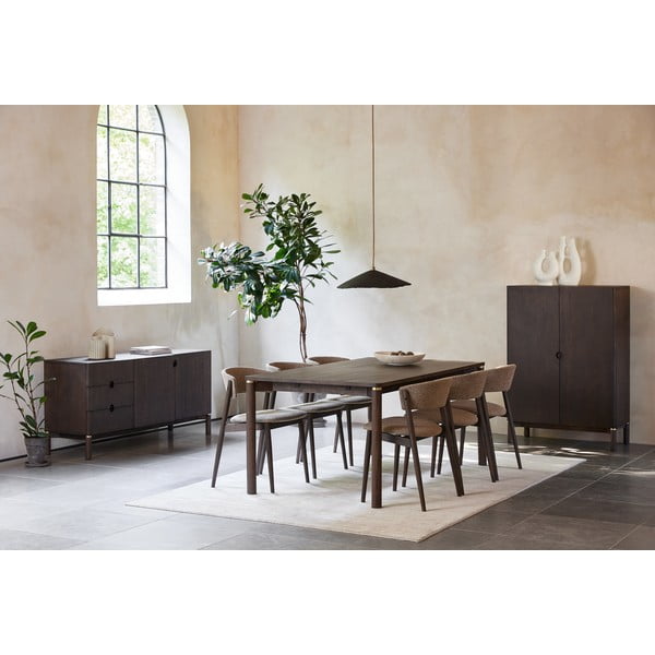 Tumši brūna zema kumode ar ozolkoka imitāciju 160x73 cm Arun – Unique Furniture-image-2