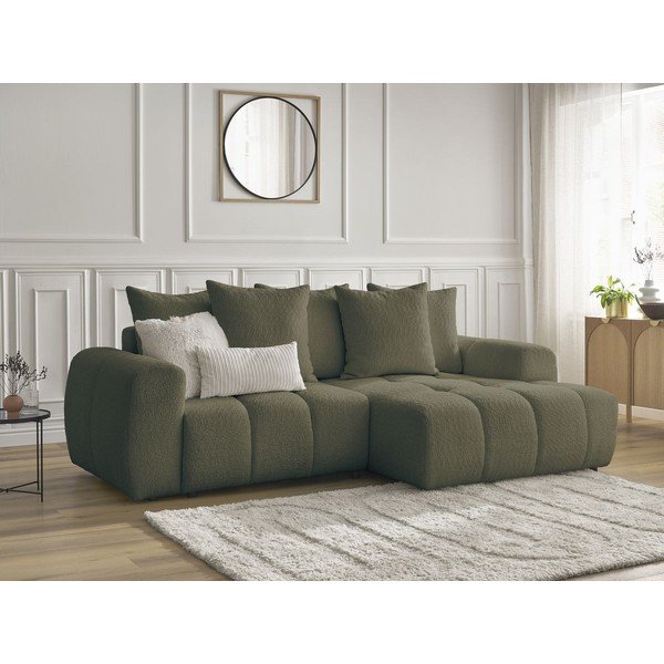 Haki salokāms stūra dīvāns no buklē auduma ar uzglabāšanas vietu (ar labo stūri/ar zvilni) Roxelane – Bobochic Paris-image-4