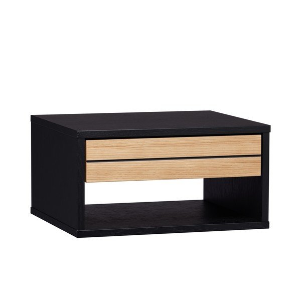 Melns/dabīga toņa piekarināms naktsskapītis ar ozolkoka imitāciju Stripe – Woodman-image-3