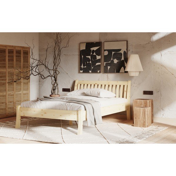 Dabīga toņa priedes masīvkoka vienvietīga gulta 90x200 cm Tonja – Olivia Living-image-4