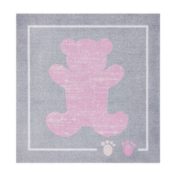 Bērnu rozā-pelēks paklājs Zala Living Teddy, 100 x 100 cm