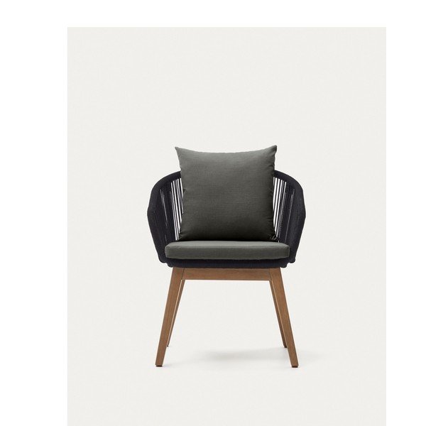 Melns masīvkoka dārza atpūtas krēsls Portalo – Kave Home-image-4