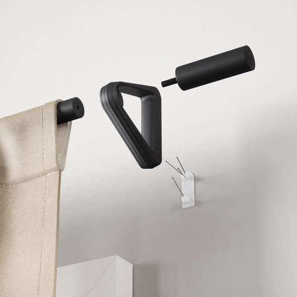 Matēti melna tērauda pagarināma aizkaru stanga 107 - 305 cm Trinity – Umbra-image-4