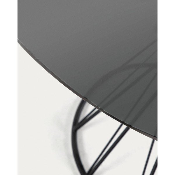 Melns apaļš ēdamgalds ar stikla galda virsmu ø 120 cm Niut – Kave Home-image-2