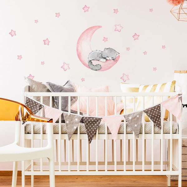 Rozā bērnu sienas uzlīmes Ambiance Magic Cat-image-3