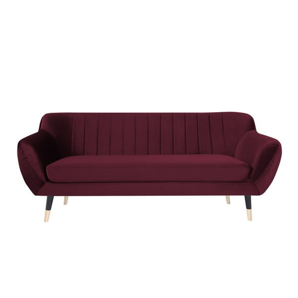 Vīna sarkans dīvāns ar melnām kājām Mazzini Sofas Benito, 188 cm