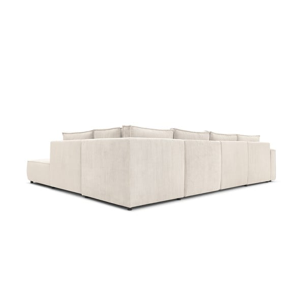 Krēmkrāsas velveta stūra dīvāns (ar labo stūri/U veida) Nihad modular – Bobochic Paris-image-4
