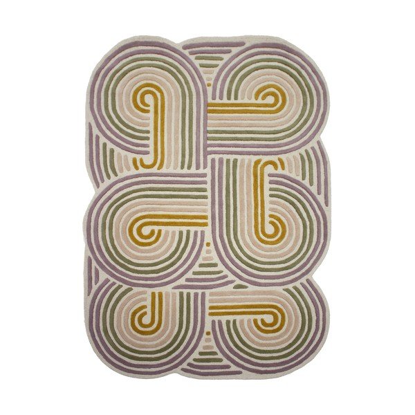 Zaļš ar rokām darināts vilnas paklājs 140x200 cm Spiral Shaped  – Flair Rugs