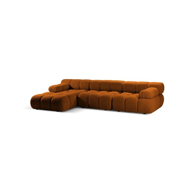 Terakotas oranžs modulārais stūra dīvāns no buklē auduma (ar kreiso stūri/ar zvilni) – Micadoni -image-2