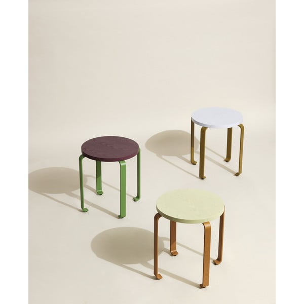 Oranži zaļš taburete no oša koka Smile - Hübsch-image-1